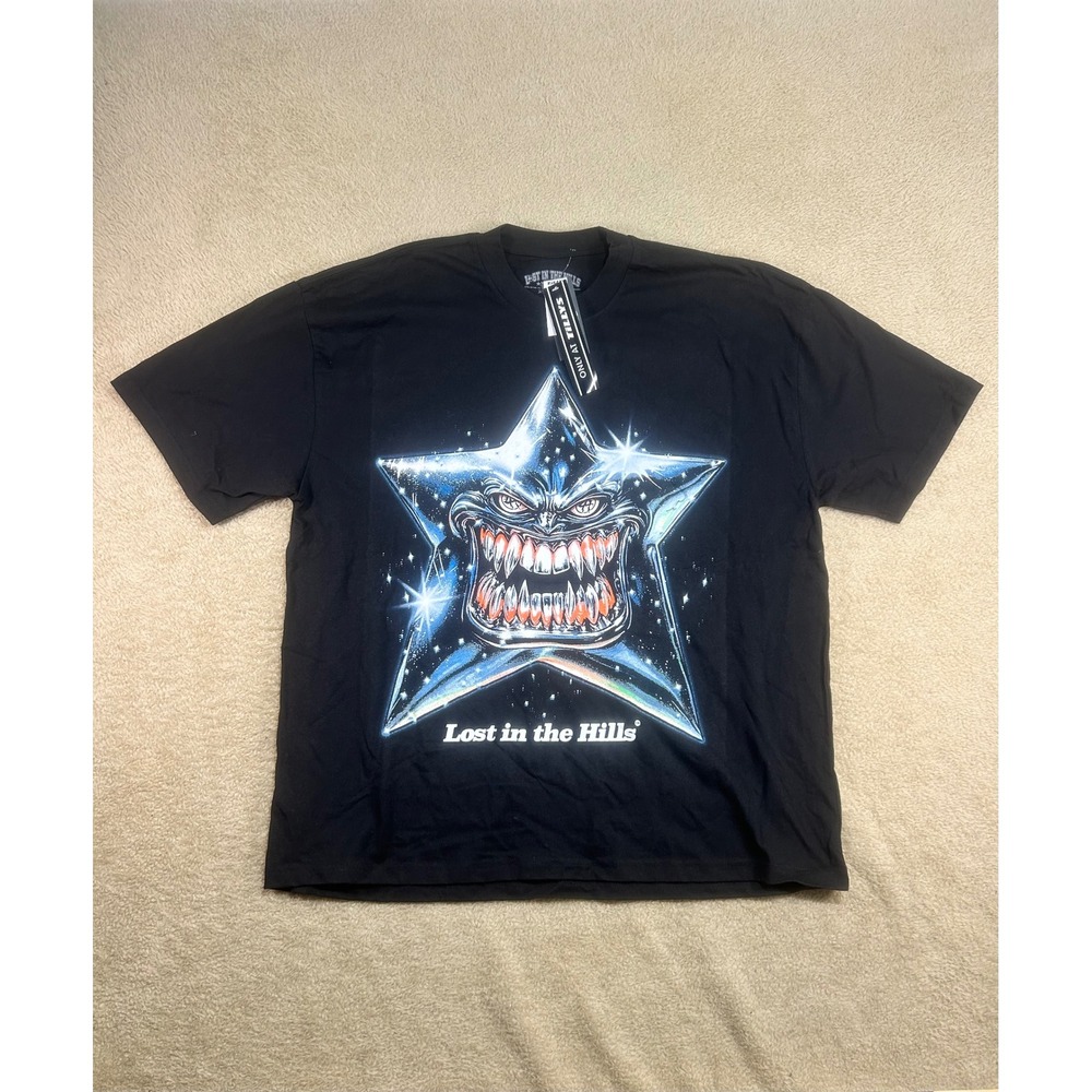 Lost in the Hills Black Graphic T Shirt Men's XXL XXLarge Star Monster‎ Print